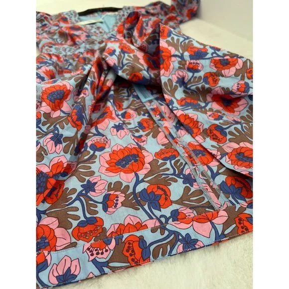 New Boden Size 6R V-Neck Contrast Detail Dress Dusty Blue, Terrace Bud Summer - Picture 10 of 15